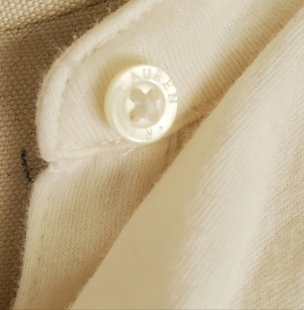 Lauren Ralph Lauren Green Label Cream Romantic Ruffle Cotton Blouse Sz L - Picture 5 of 10